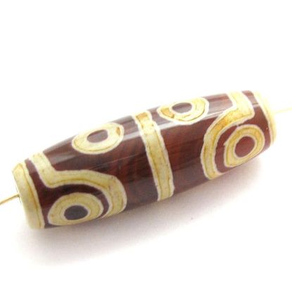 Wholesale Carnelian dZi Bead -Olive Shape with 8-Eyes Totem-30mm by 10 mm (1 Piece)