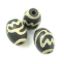 Wholesale Carnelian dZi bead - Oval Shape Lotus Body - Black-- 16mm by 12 mm ( 3 pcs)