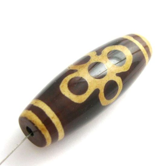 Wholesale Carnelian dZi Bead - Olive Shape with 5-Eyes Bolt Totem  (1 piece)