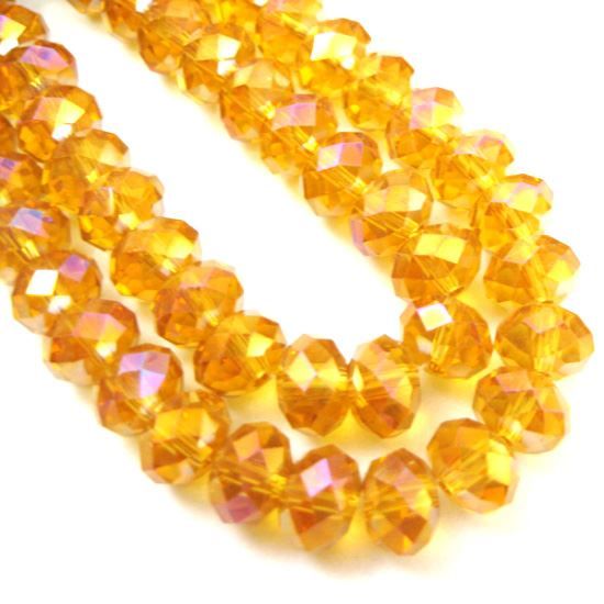 Wholesale Crystal Glass beads,8X6mm Faceted Rondelle,Citrine color,AB