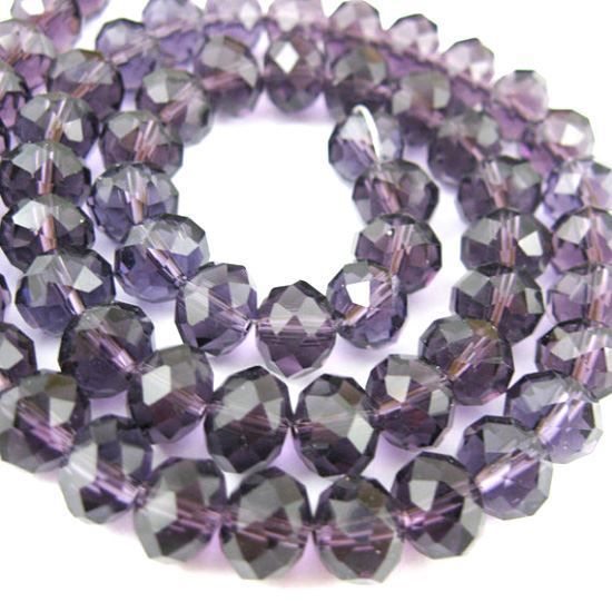 Wholesale Crystal Glass beads, 6X4 Faceted Rondelle,Violet,Sparkle Finish