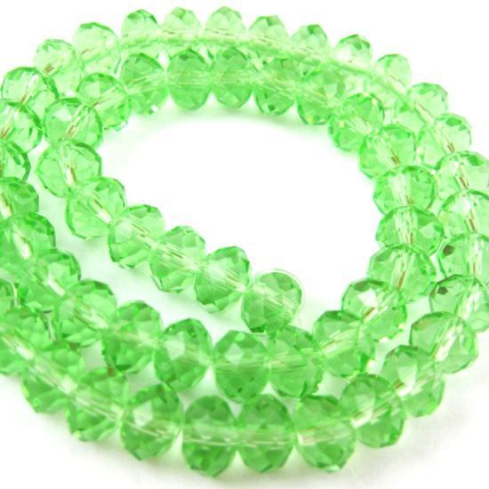 Wholesale Crystal Glass beads, 6X4mm Faceted Rondelle,Apple Green