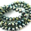 Wholesale Crystal Glass beads, 6X4mm Faceted Rondelle,Green+Coating