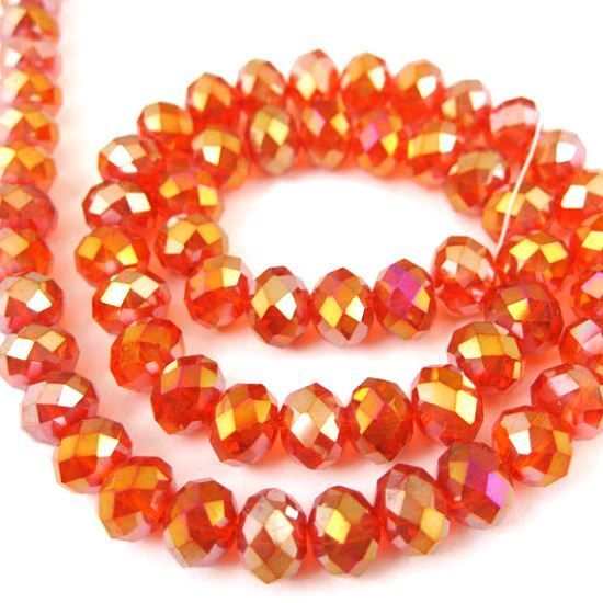 Wholesale Crystal Glass beads, 4X3mm Faceted Rondelle, Red, AB Finish