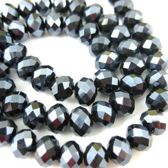Wholesale Crystal Glass beads, 4X3mm Faceted Rondelle,Black,Sparkle Finish