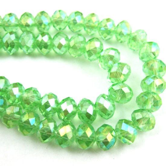 Wholesale Crystal Glass beads, 4X3mm Faceted Rondelle,Apple Green,AB