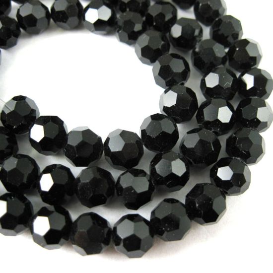 Wholesale Crystal Glass Beads 4mm Round Faceted Beads, Shiny Black