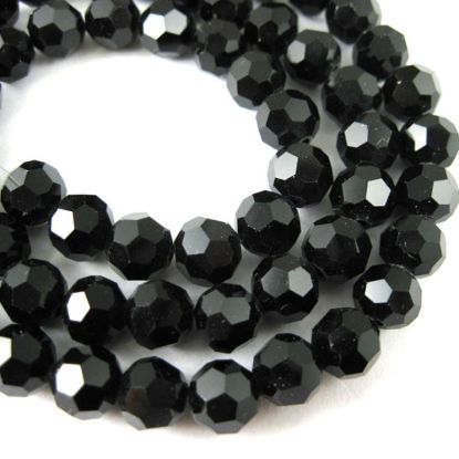 Wholesale Crystal Glass Beads 6mm Round Faceted Beads, Shiny Black