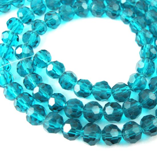 Wholesale Crystal Glass Beads 4mm Round Faceted Beads, Peacock Blue