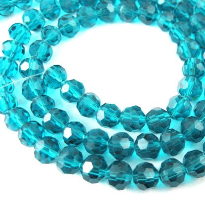 Wholesale Crystal Glass Beads 6mm Round Faceted Beads, Peacock Blue