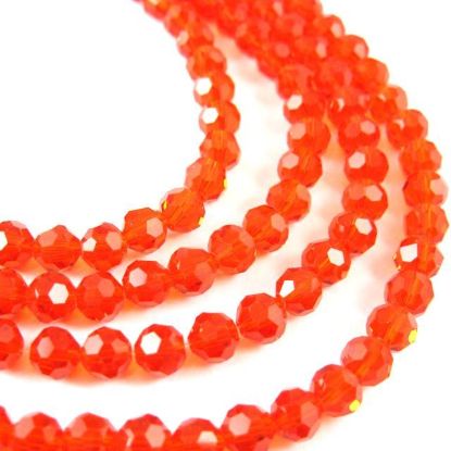 Wholesale Crystal Glass Beads 6mm Round Faceted Beads, Red Color
