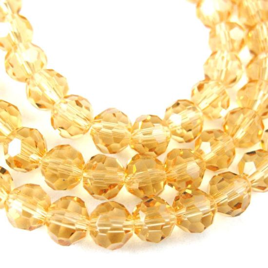 Wholesale Crystal Glass Beads 6mm Round Faceted Beads, Citrine Color