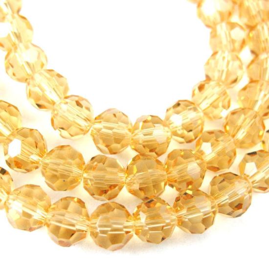 Wholesale Crystal Glass Beads 8mm Round Faceted Beads, Citrine Color