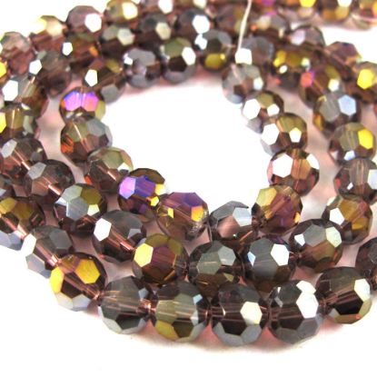 Wholesale Crystal Glass Beads 4mm Round Faceted Beads, Dark Red Violet, Crystal AB 