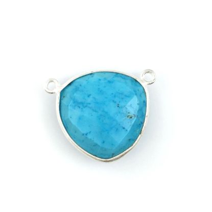 Wholesale Sterling Silver Turquoise Large Trillion Shaped Bezel Gemstone Connector Links, Wholesale Gemstone Charms and Pendants for Jewelry Making