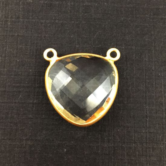 Wholesale Gold plated Sterling Silver Crytsal Quartz Large Trillion Shaped Bezel Gemstone Connector Links, Wholesale Gemstone Charms and Pendants for Jewelry Making