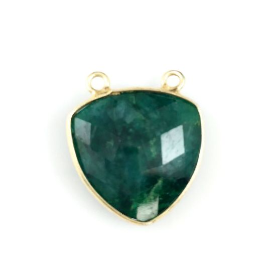 Wholesale Gold plated Sterling Silver Emerald Dyed Large Trillion Shaped Bezel Gemstone Connector Links, Wholesale Gemstone Charms and Pendants for Jewelry Making