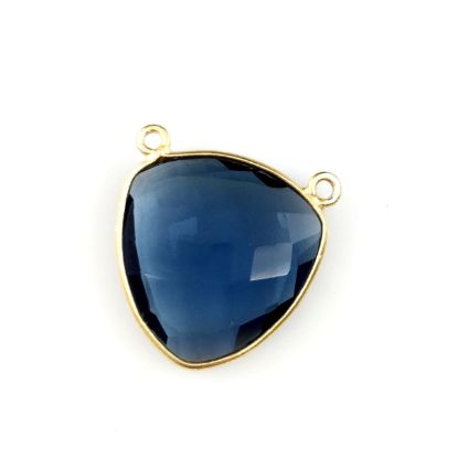 Wholesale Gold plated Sterling Silver Iolite Quartz Large Trillion Shaped Bezel Gemstone Connector Links, Wholesale Gemstone Charms and Pendants for Jewelry Making