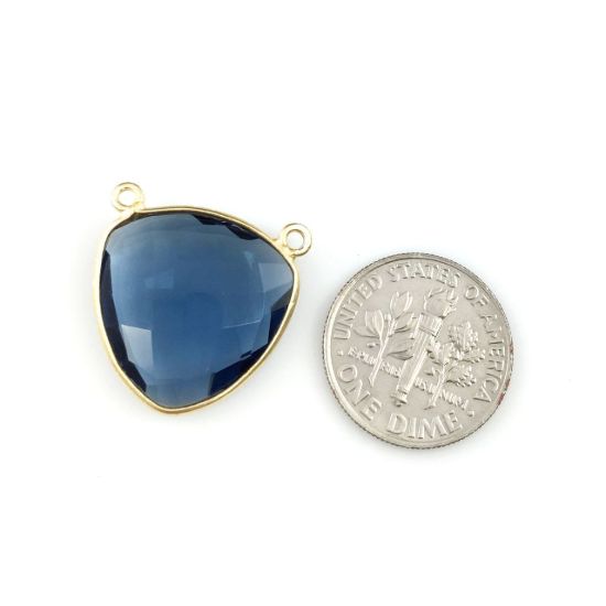 Wholesale Gold plated Sterling Silver Iolite Quartz Large Trillion Shaped Bezel Gemstone Connector Links, Wholesale Gemstone Charms and Pendants for Jewelry Making