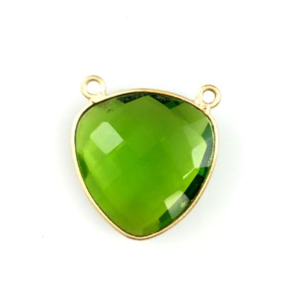 Wholesale Gold plated Sterling Silver Peridot Quartz Large Trillion Shaped Bezel Gemstone Connector Links, Wholesale Gemstone Charms and Pendants for Jewelry Making