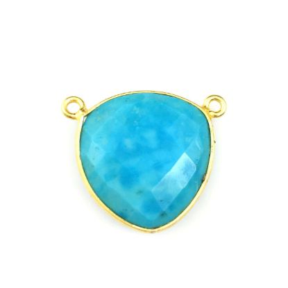 Wholesale Gold plated Sterling Silver Turquoise Large Trillion Shaped Bezel Gemstone Connector Links, Wholesale Gemstone Charms and Pendants for Jewelry Making