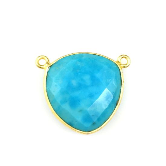 Wholesale Gold plated Sterling Silver Turquoise Large Trillion Shaped Bezel Gemstone Connector Links, Wholesale Gemstone Charms and Pendants for Jewelry Making