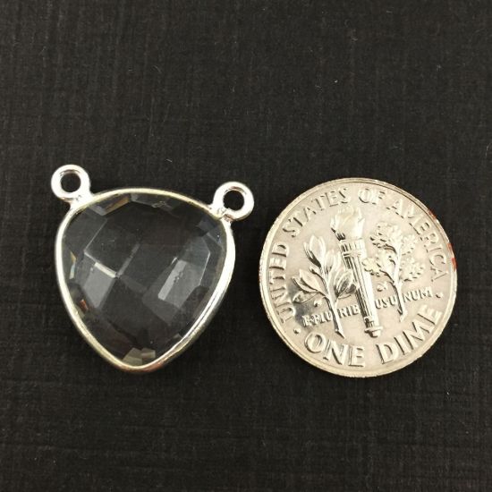 Wholesale Sterling Silver Crystal Quartz Small Trillion Shaped Bezel Gemstone Connector Links, Wholesale Gemstone Charms and Pendants for Jewelry Making
