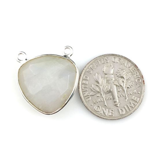 Wholesale Sterling Silver Moonstone Small Trillion Shaped Bezel Gemstone Connector Links, Wholesale Gemstone Charms and Pendants for Jewelry Making