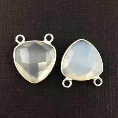 Wholesale Sterling Silver Smokey Quartz Small Trillion Shaped Bezel Gemstone Connector Links, Wholesale Gemstone Charms and Pendants for Jewelry Making