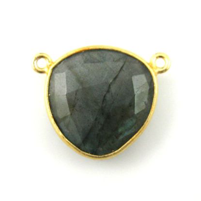 Wholesale Gold plated Sterling Silver Labradorite Large Trillion Shaped Bezel Gemstone Connector Links, Wholesale Gemstone Charms and Pendants for Jewelry Making