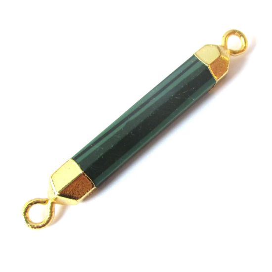 Wholesale Faceted Gemstone Connector Bar Pendant - Malachite - 6 Sided Bar - 40- 46mm