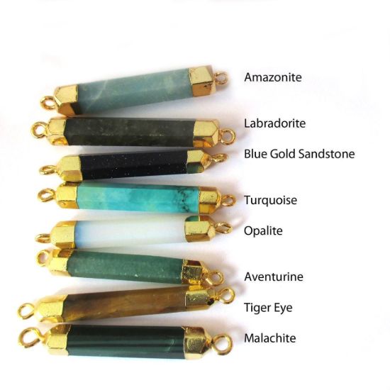 Wholesale Faceted Gemstone Connector Bar Pendant - Amazonite - 6 Sided Bar - 40- 46mm