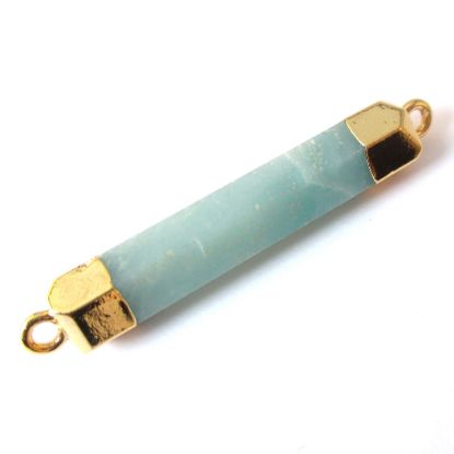 Wholesale Faceted Gemstone Connector Bar Pendant - Amazonite - 6 Sided Bar - 40- 46mm