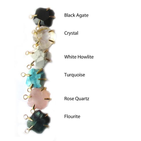 Wholesale Faceted Octagon Gemstone Connector Pendant - Black Agate - Large Stone Prong Setting - 20- 26mm