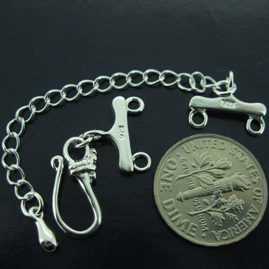 Wholesale Sterling Silver Multi-Strand Clasp with Hook and Extender Chain-2 Strand Clasp Connector