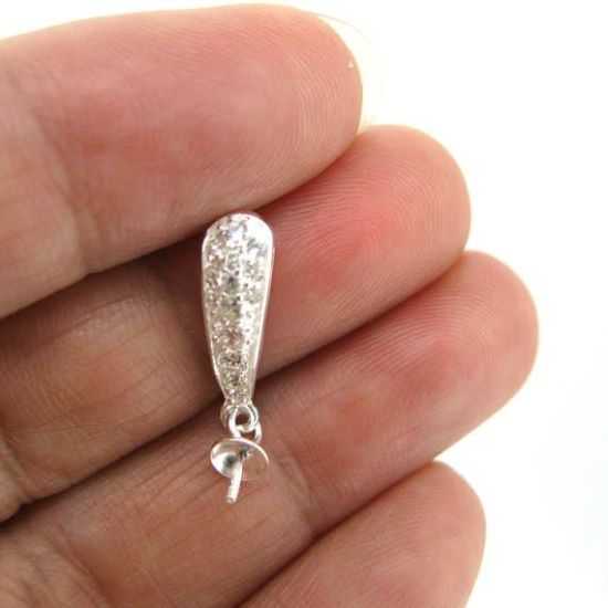 Wholesale Sterling Silver Fancy CZ Stone Drop Bridal Earrings - 16mm (Sold per pair)