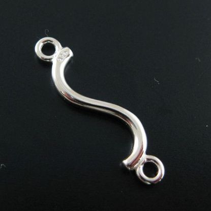 Wholesale 925 Sterling Silver Connector -  Curved Bar Connector-(25mm)