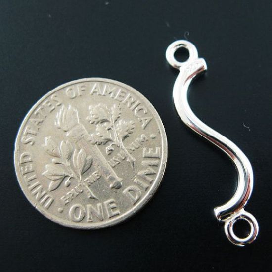 Wholesale 925 Sterling Silver Connector -  Curved Bar Connector-(25mm)