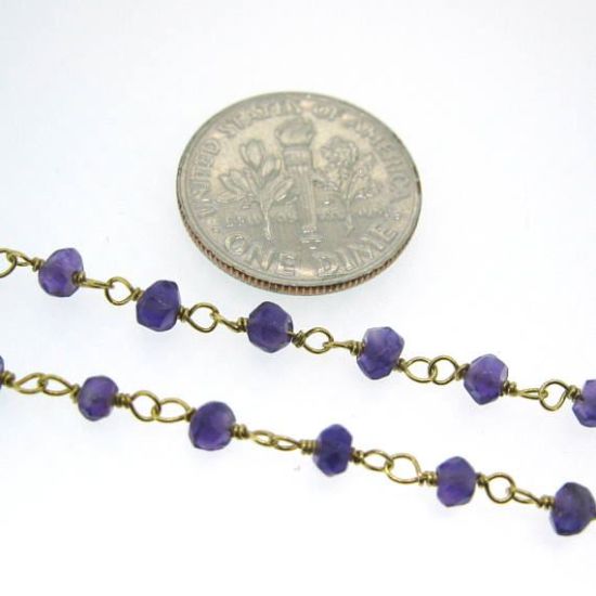 Wholesale Gold over Silver Amethyst Rosary Chain By the Foot