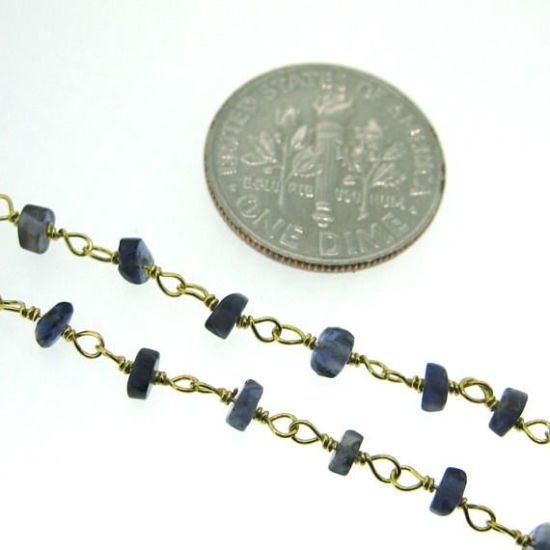 Wholesale Gold over Sterling Silver Iolite Rosary Chain By the Foot