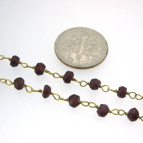 Wholesale Gold over Sterling Silver Garnet Rosary Chain By the Foot