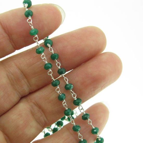 Wholesale Sterling Silver Emerald Rosary Chain By the Foot