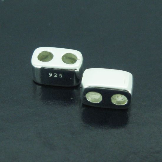 Wholesale Sterling Silver Sliding Beads with Silicone - Double Hole Stopper Beads (1 piece)