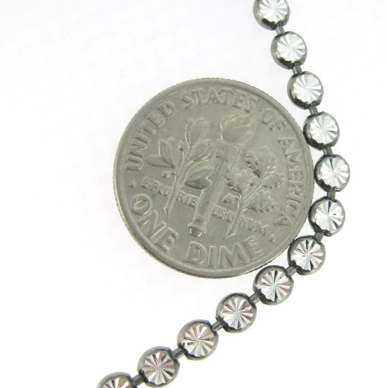 Wholesale Oxidized Sterling Silver Chain - Diamond Cut Bead Chain (sold per foot)