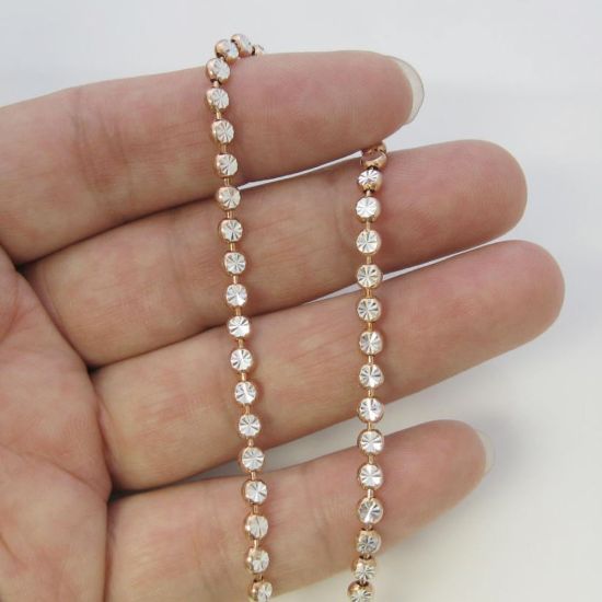 Wholesale Rose Gold Over Sterling Silver - 3mm Double Sided Diamond Cut Chain (sold per foot)