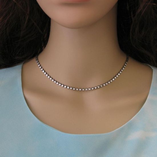 Wholesale Oxidized Sterling Silver Finished Chain - Diamond Cut Bead Chain