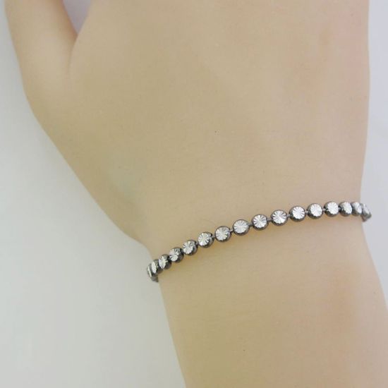 Wholesale Oxidized Sterling Silver Finished Chain - Diamond Cut Bead Chain