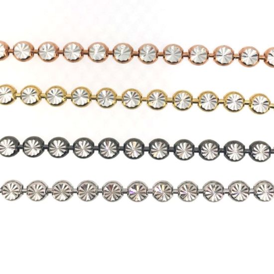 Wholesale Rhodium Over Sterling Silver Finished Chain - Diamond Cut Bead Chain