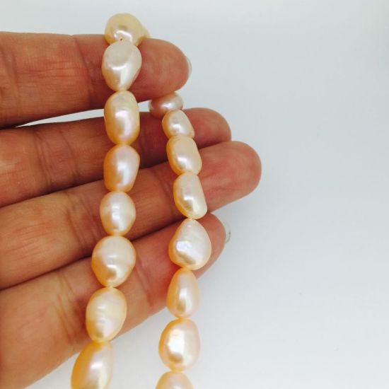 Wholesale Freshwater Pearl Strand 9-10mm Brown Rice Nugget Shape Pearls Wholesale Pearls for Beading and Jewelry Making