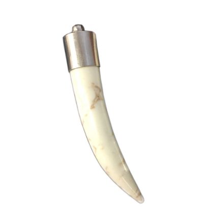 Wholesale White Turquoise Tusk Pendant,Silver plated Topper White Turquoise - 56mm